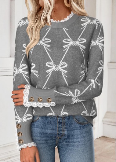 Modlily Light Grey Marl Curved Hem Butterfly Print Sweatshirt - XL