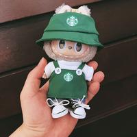 Labubu doll clothes, labubu Starbucks work clothes set, suitable for 6.7-inch labubu doll clothing
