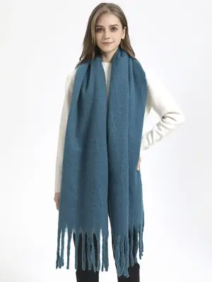 Casual Trendy Shawl with Tassel Design, Simple Style Plain Color Shawl for Women & Men, Casual Fashionable Scarf for All Seas...