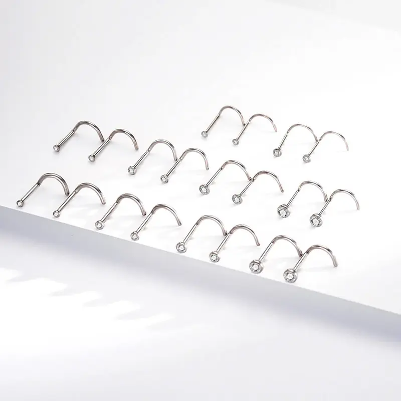 2PCS Titanium Screw CZ Nose Stud - 20G/0.8mm / 3mm