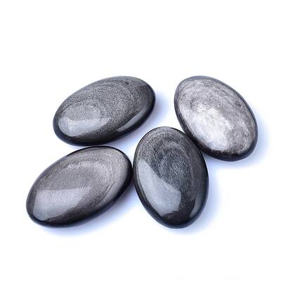 Natural Silver Obsidian Oval Sculpture Display Decorations