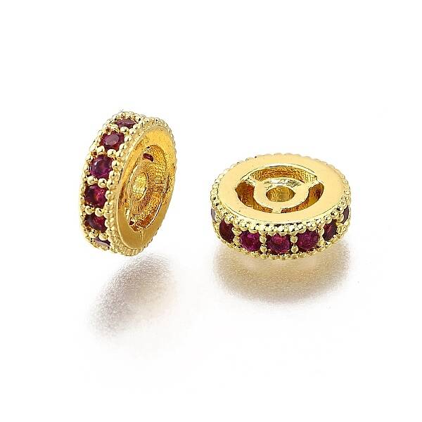Brass Micro Pave Cubic Zirconia Beads