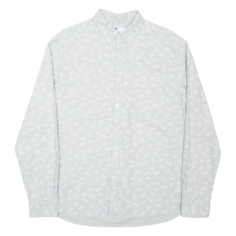 BODEN Mens Shirt Grey Floral Long Sleeve M