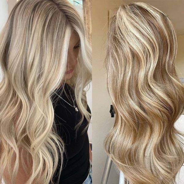 Blonde Balayage On Brown 3D Body Wave 360 HD Transparent Lace Human Hair Wigs