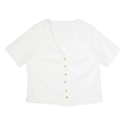 THE WHITE COMPANY Womens Shirt White V-Neck Spotted UK 12