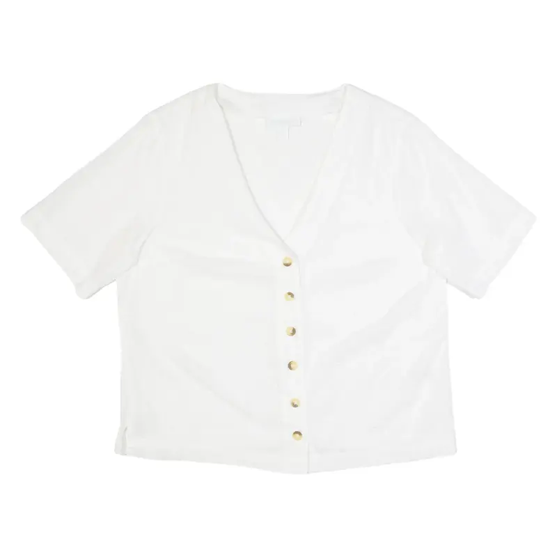 THE WHITE COMPANY Womens Shirt White V-Neck Spotted UK 12