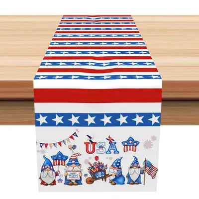 Red Blue Stripes Stars Independence Day Table Runner - Aperturee
