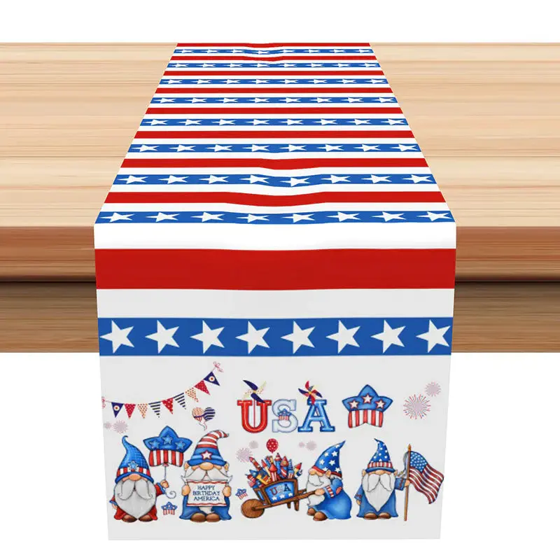 Red Blue Stripes Stars Independence Day Table Runner - Aperturee