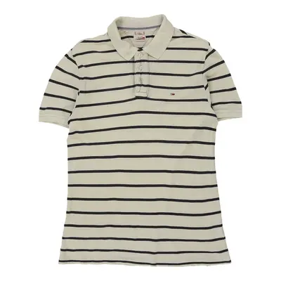 Hilfiger Denim Striped Polo Shirt - Medium Cream Cotton