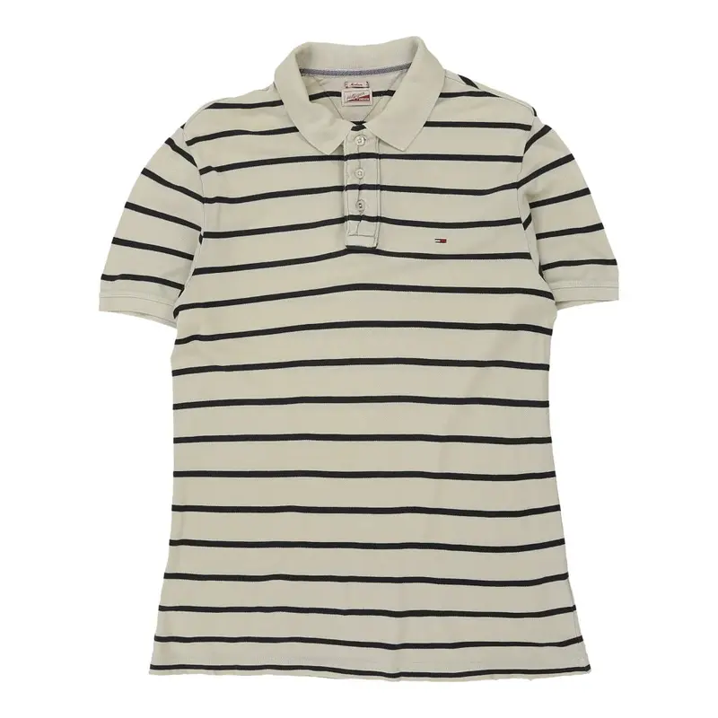 Hilfiger Denim Striped Polo Shirt - Medium Cream Cotton