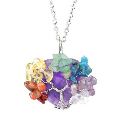 Natural Amethyst Heart Pendant Necklaces