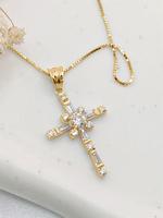 Artificial Zircon Decor Pendant Necklace for Women, Fashion Cross Charm Necklace for Party, Daily Decor, Trendy All-match & E...