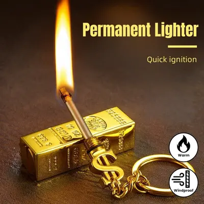 Gold Bar  Permanent Lighter Small Match Sticks, Multi-Function Metal Kerosene Lighter, Mini Portable Igniter for Outdoor Camp...
