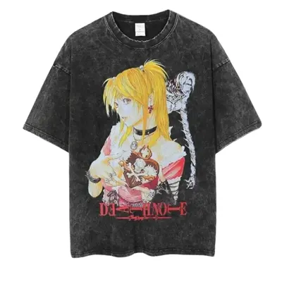 Misa Deathnote Anime Washed Retro Womenswear Round Neck T- Shirt All Size Top Underwear Tshirt Streetwear Summer T-Shirt Comf...