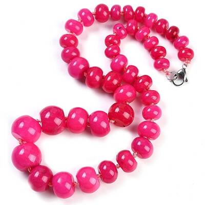 Dyed Natural Rhodonite Rondelle Graduated Beaded Necklaces for Women Men