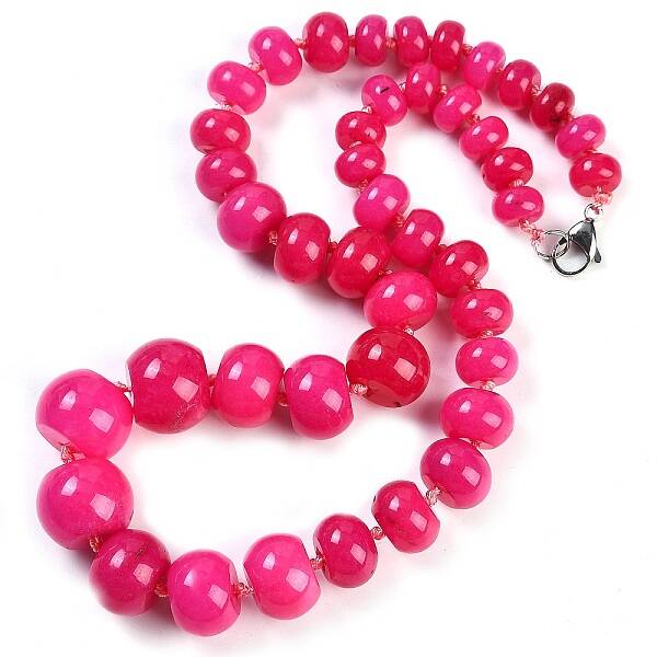Dyed Natural Rhodonite Rondelle Graduated Beaded Necklaces for Women Men