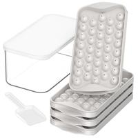4-Pack Round Ice Cube Trays w/ Lid & Bin - Easy Pop-Out, Compact Storage, Includes Scoop for Drinks & Baby Food
