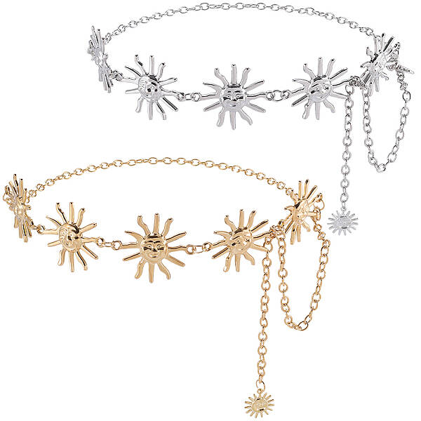 2Pcs 2 Colors Alloy Link Chain Belts