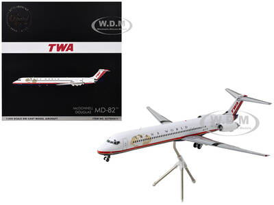 McDonnell Douglas MD-82 Commercial Aircraft Trans World Airlines (N960TW) White with Red Stripes Gemini 200 Series 1/200 Diec...