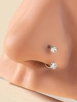 Rhinestone Decorated Nose Ring, Y2k Punk Stainless Steel Piercing Nose Ring for Women & Men, Party, Septum Piercing, Trendy A...
