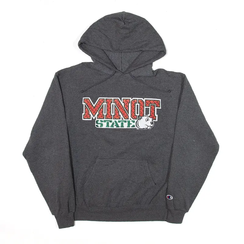 CHAMPION Minot State Beavers Football Hoodie Grey Pullover USA Mens M