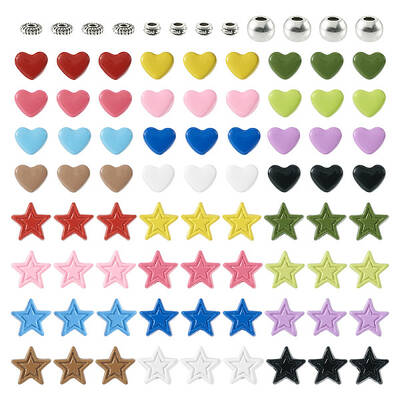 156Pcs 27 Style Spray Painted & Tibetan Style Alloy Beads