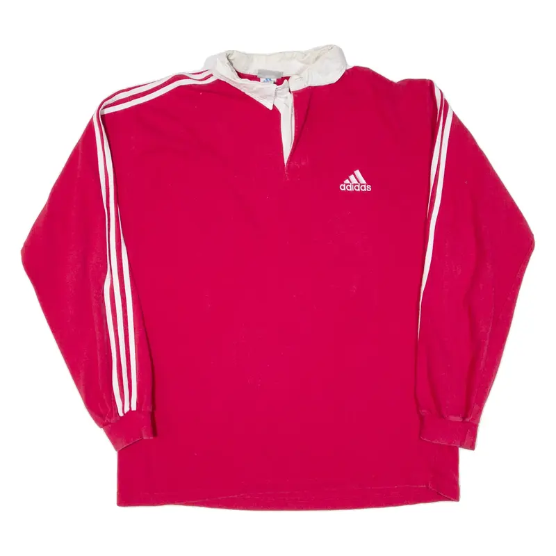 ADIDAS Mens Polo Shirt Red Long Sleeve XL