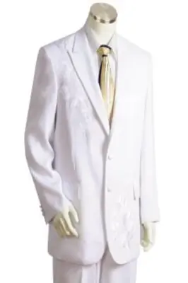 Slim Fit Flat Front Pants Canto Men's Embroidered 2-Piece Fashion Suit: Jacket & Slim Fit Pants