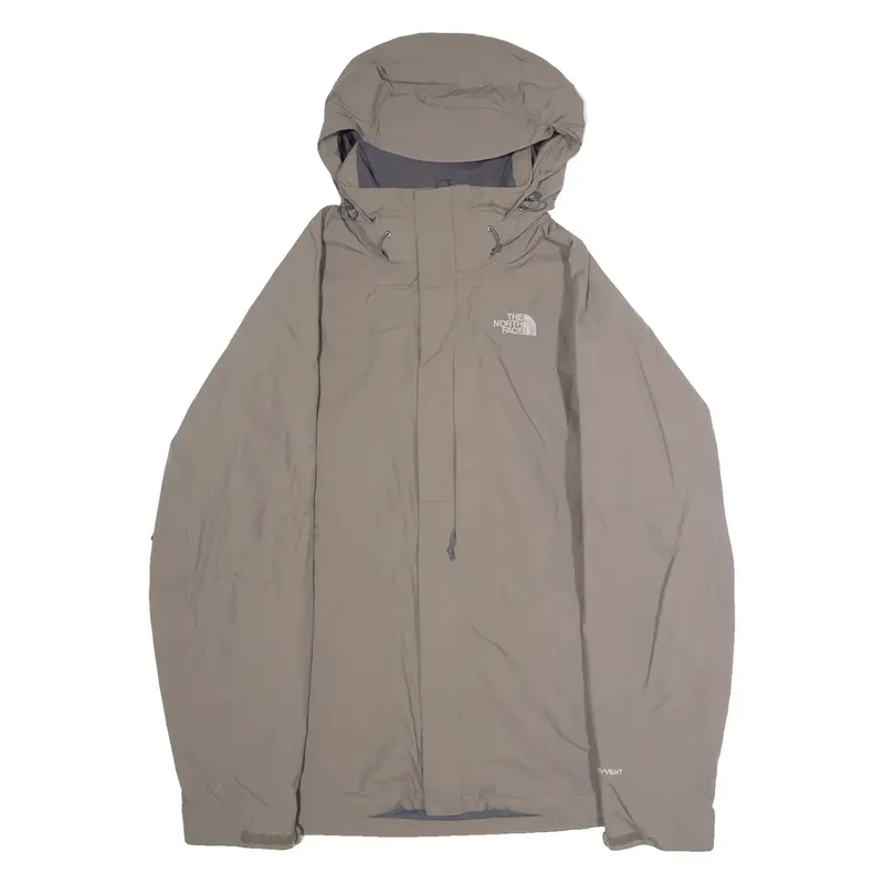 THE NORTH FACE Mens Rain Jacket Grey Nylon Hooded M