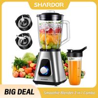 SHARDOR 1200W Blender Smoothie Maker, Countertop Blender 52oz Glass Jar, 22oz Travel Cup, 3 Adjustable Speeds for Frozen Frui...