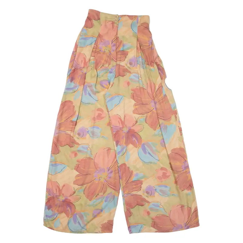 GEORGE Floral Womens Trousers Green Regular Wide-Leg W22 L26