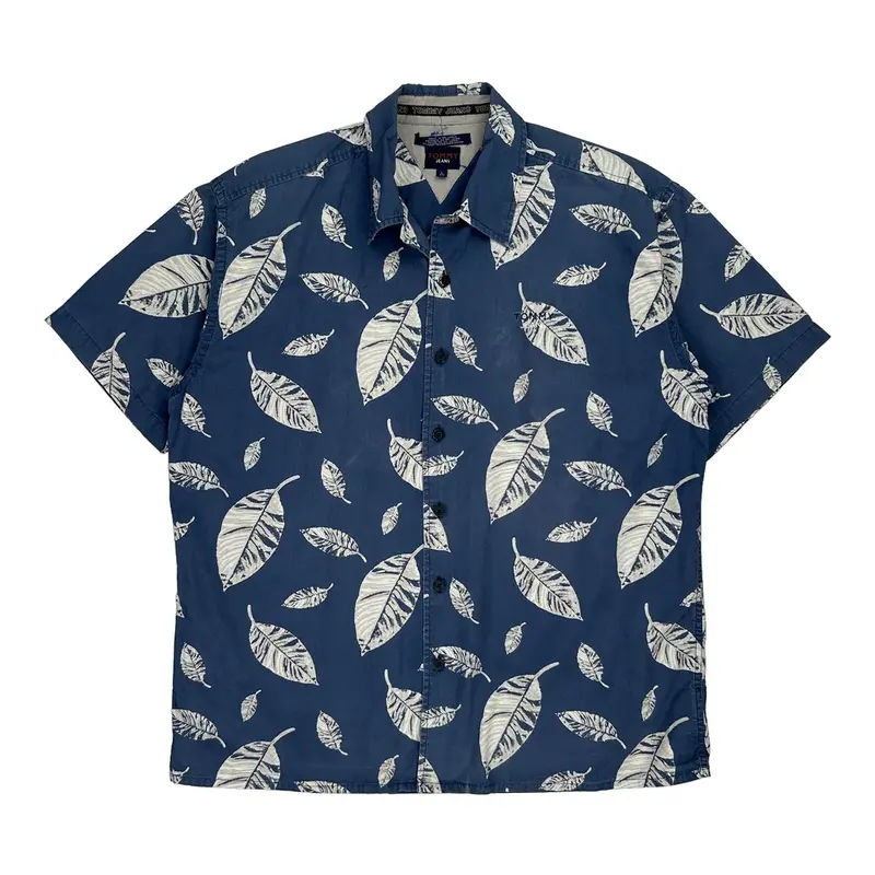 Tommy Jeans Graphic Shirt - Large Blue Cotton