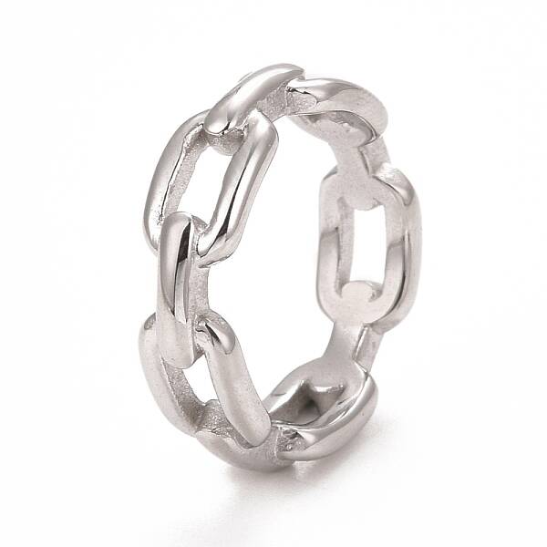 Non-Tarnish 304 Stainless Steel Cable Chain Shape Finger Ring for Women