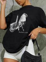 Women's Graphic Print Round Neck Tee, Fashion Casual Crew Neck T-shirt for Daily Holiday Vacation Outdoor Wear, Ladies Clothe...