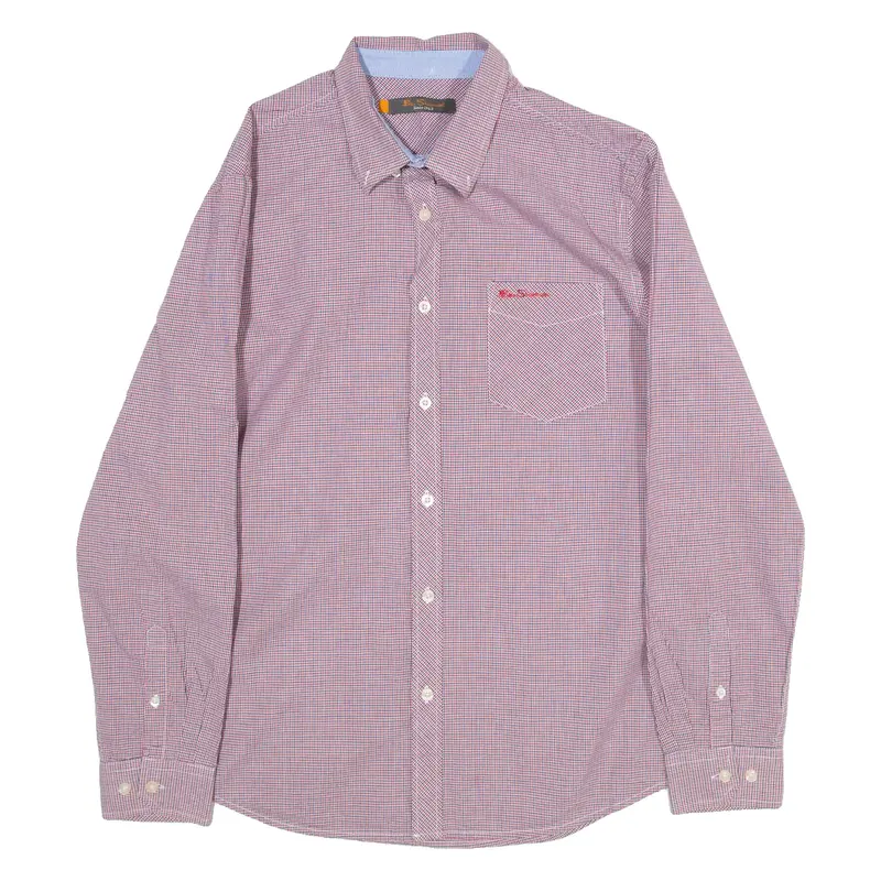 BEN SHERMAN Mens Shirt Red Check Long Sleeve L