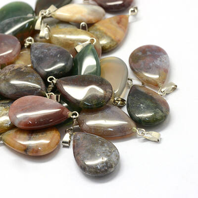Teardrop Natural Indian Agate Pendants