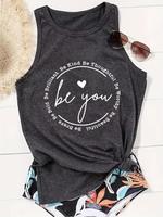 Women's Letter & Geometric Print Tank Top, Casual Sleeveless Top for Daily Wear, Ladies Clothes for All Seasons