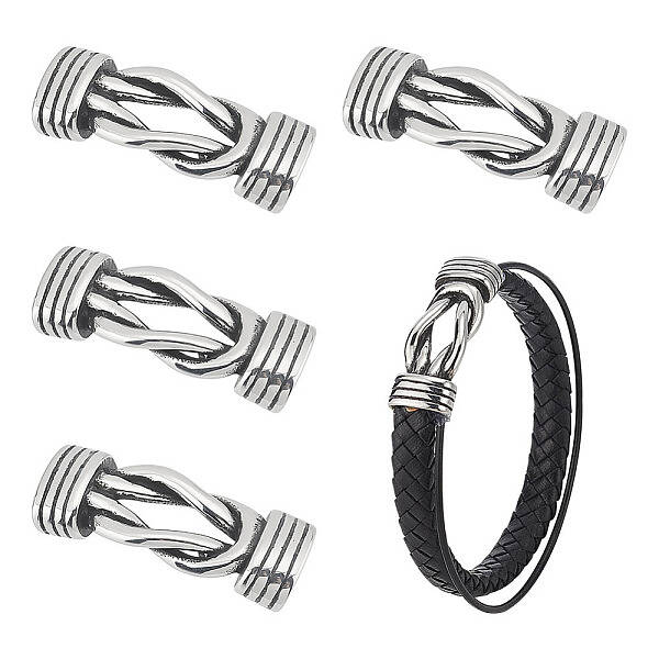 4Pcs Tibetan Style Stainless Steel Connector Charms