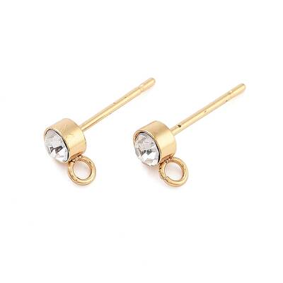 202 Stainless Steel Rhinestone Stud Earring Findings