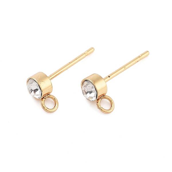 202 Stainless Steel Rhinestone Stud Earring Findings