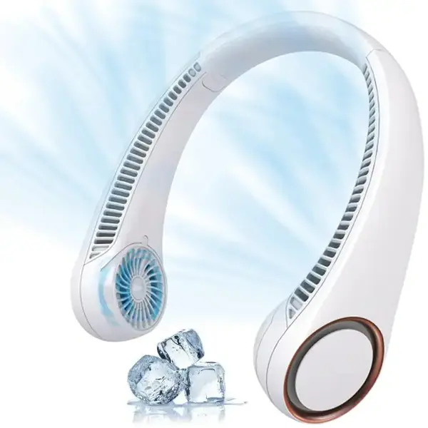 Upgrade Portable Neck Fan Longest 5200mAh Battery Ultra Quiet Hands-Free Bladeless Fan 3 Speed Cooling Rechargeable Neck Fan ...