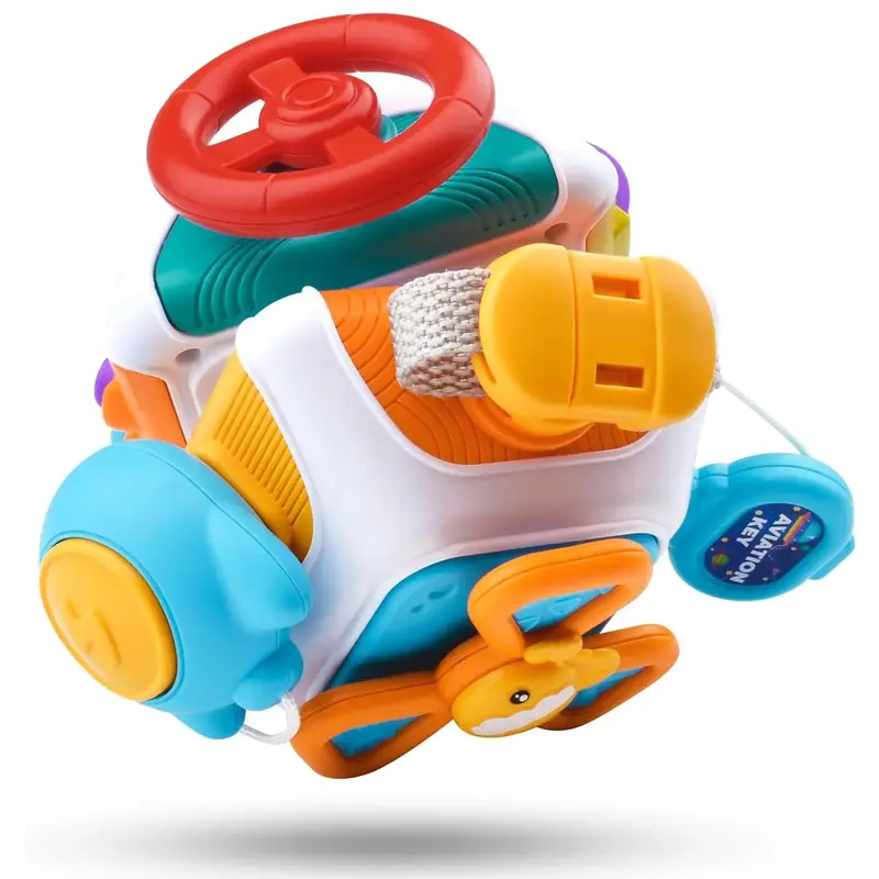 10 in 1 Baby Busy Board Cube, Montessori Sensory Toy, Infant Carseat Plane Travel, Kid Education Learning Activity Toys, Birt...