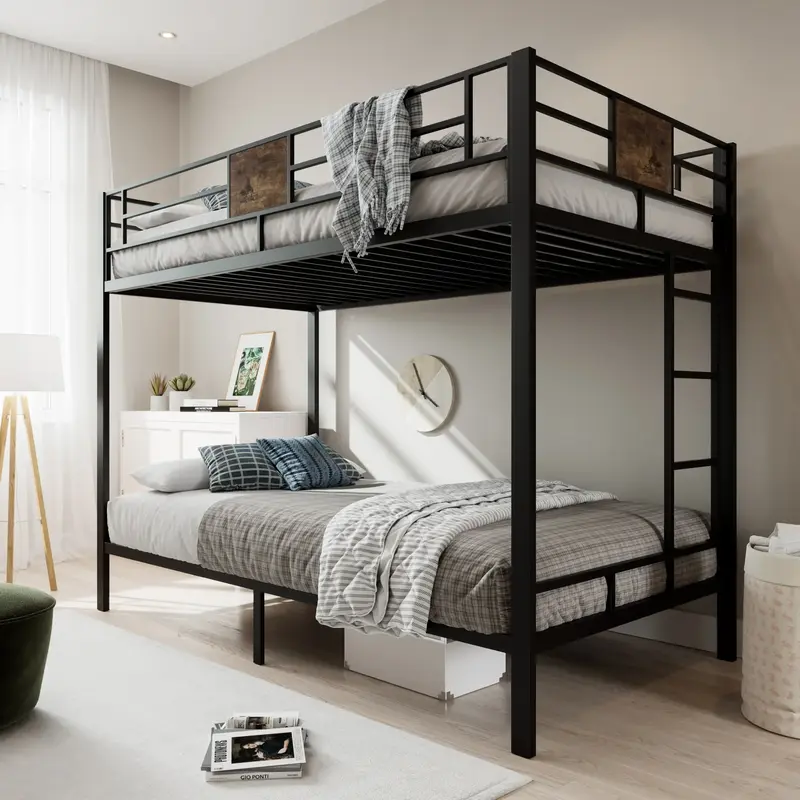 MUTICOR Bunk Bed Twin Over Twin Size with Ladder and Full-Length Guardrail,【Frame Only No Mattress】Storage Space, No Box ...