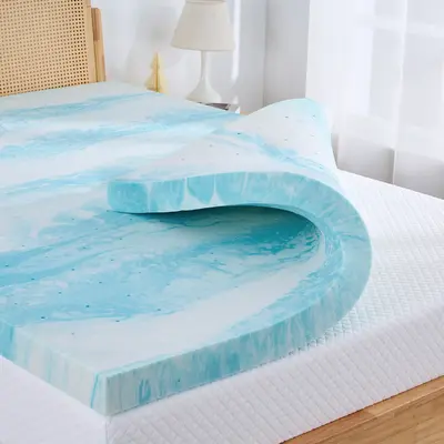 EGO Gel Memory Foam Mattress Topper, Blue - Upgraded Sleep Quality-Perfect Gift for a Cozy Sleep, 2/3 Inch Twin Full Queen Ki...