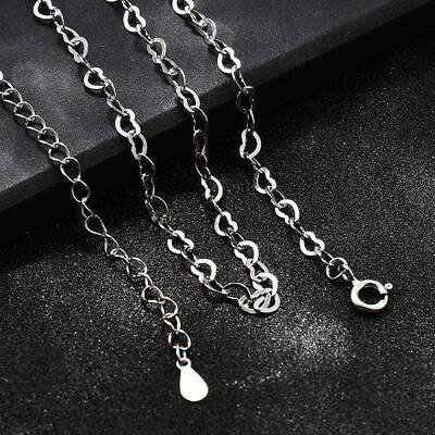 925 Sterling Silver Heart Link Chain Necklaces for Women