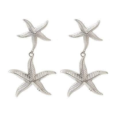 Rack Plating Starfish Brass Stud Earrings