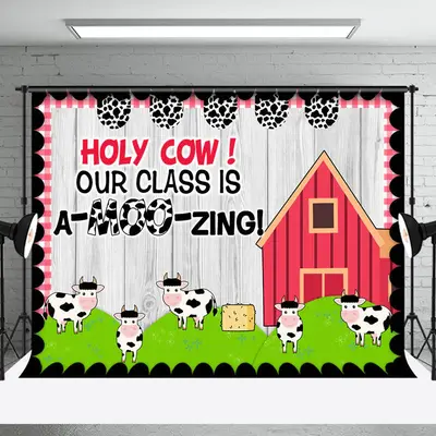 Barn Holy Cow Our Class Is A Moo Zing Wood Backdrop