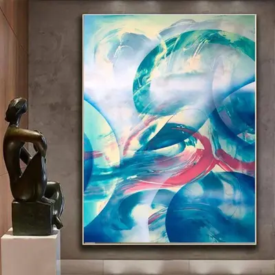 Original Blue Paintings On Canvas Extra Large Paintings Blue Tones Painting Modern Painting | BUBBLY THOUGHTS
