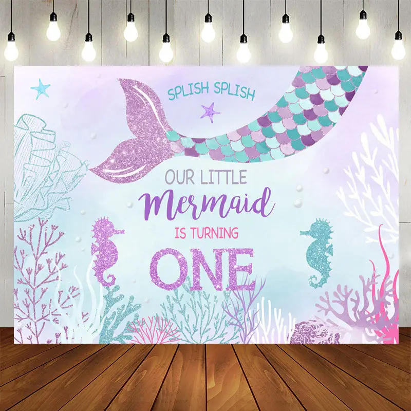 Aperturee Our Little Mermaid Is Turning 1 Birthday Backdrop