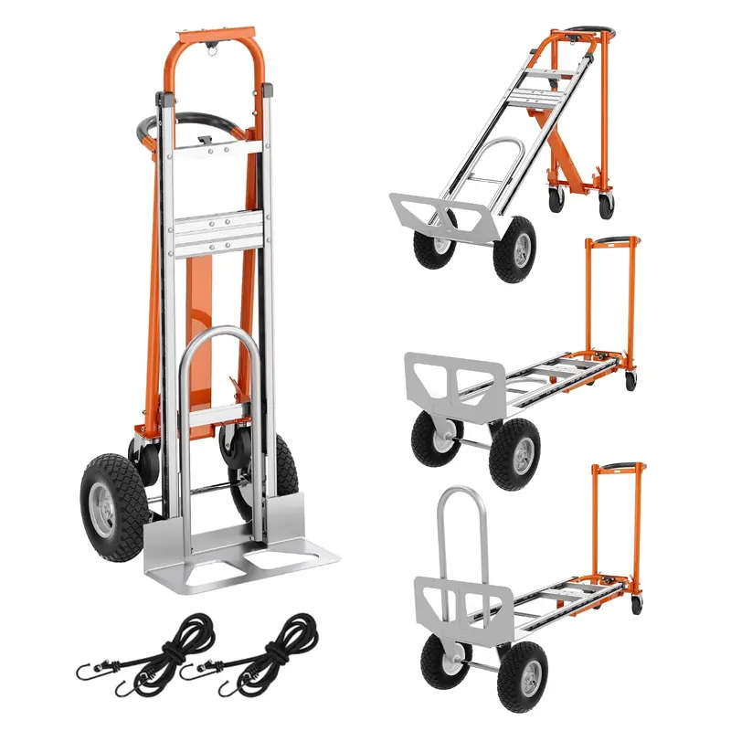 Garvee Heavy Duty 3-in-1 Convertible Aluminum Hand Truck Dolly – 1000 lbs Capacity – Folding Platform Cart with Wheels & ...